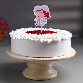 Front View Valentine Special Red Velvet Cake 