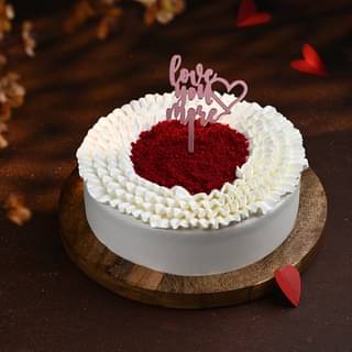 Front View Valentine Special Red Velvet Cake 