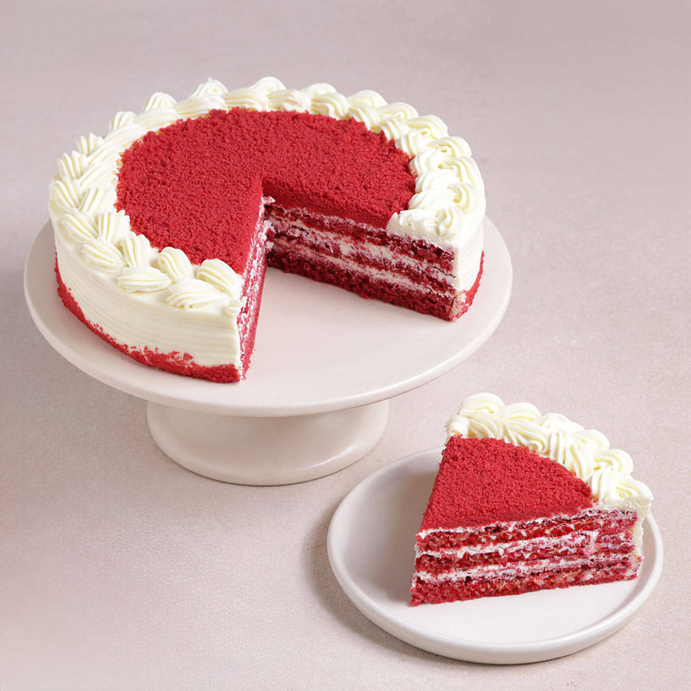 Red Velvet Cream Cake Sliced View of Red Velvet Cake