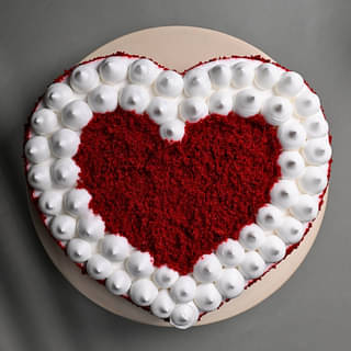 Top View Valentine Red Velvet Heart Cake