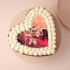 Top View of Red Velvet Heart Shaped Photo Cake