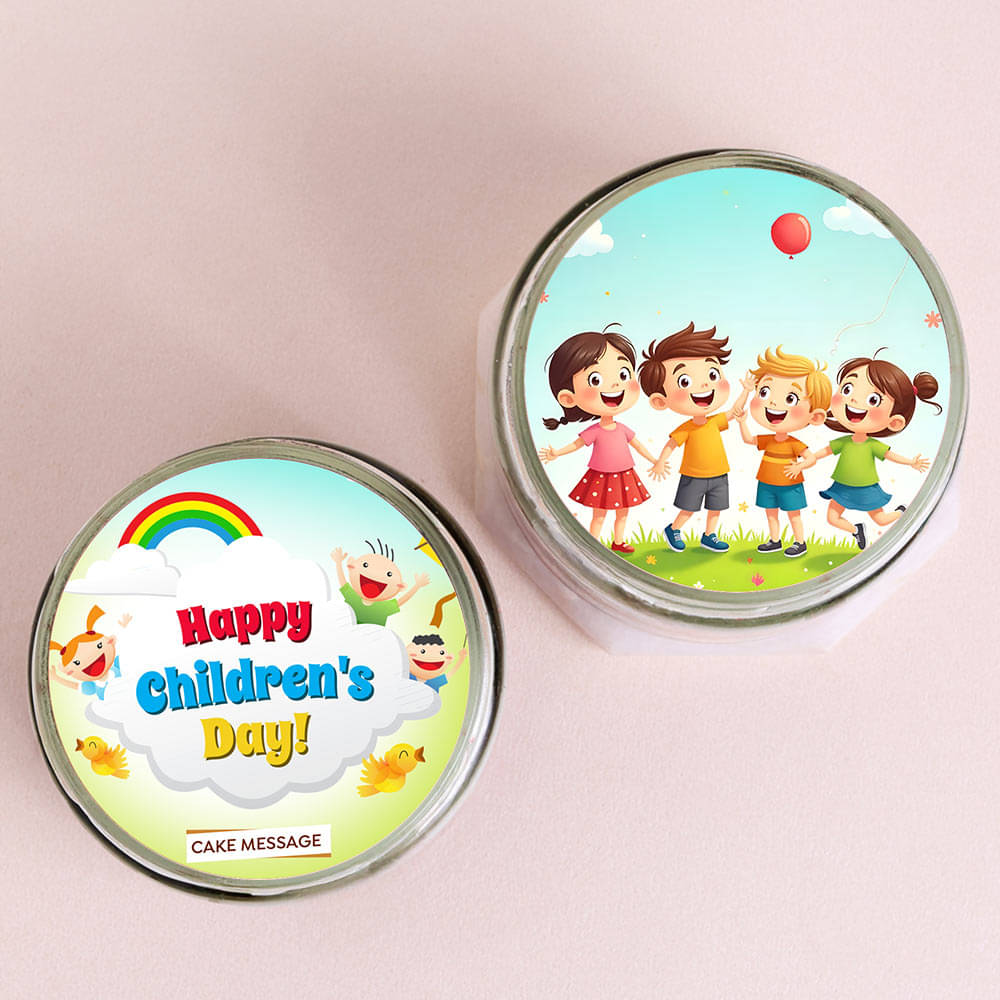 Top View of Red Velvet Jar Cake Duo For Childrens Day