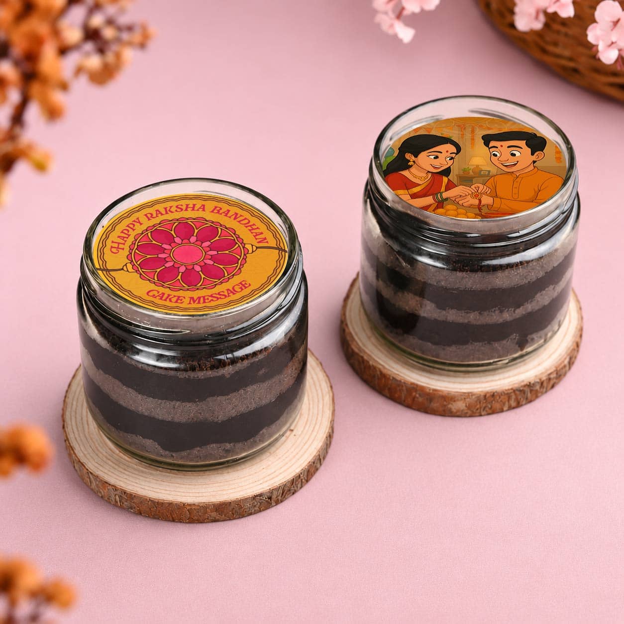 Vibrant Rakhis With Chocolate Jar Cakes Vibrant Rakhi With Chocolate Jar Cakes Online