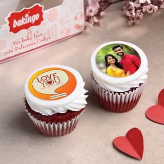 Red Velvet Photo Cupcake Valentine Duo