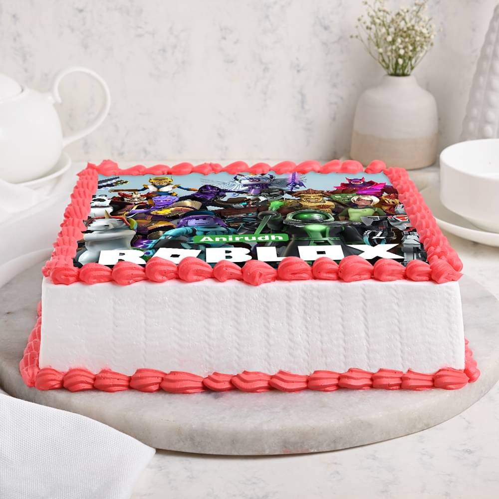 Side View of Roblox Heroes Cake