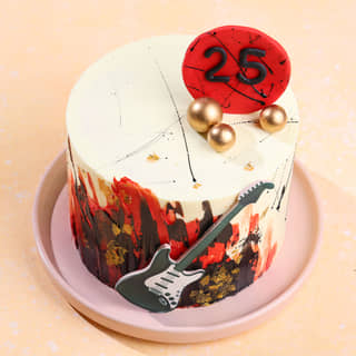 Top View of Rock On Guitar Cake Top View of Rock On Guitar Cake