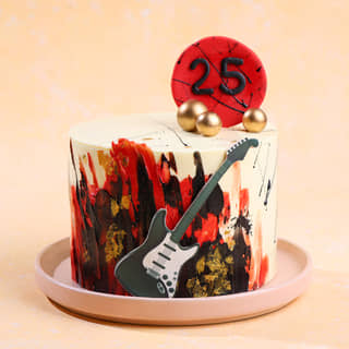 Front View of Rock On Guitar Cake Front View of Rock On Guitar Cake