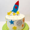 Zoomed View of  Rocket N Stars Space Theme Semi Fondant Cake