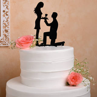Top View Two Tier Romantic Couple Cake