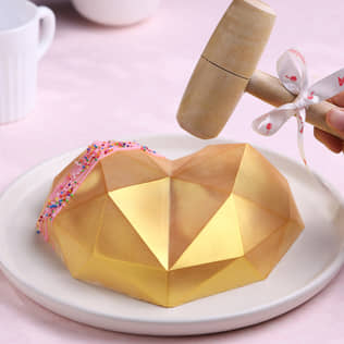 Romantic Heart Shaped Pinata Cake 