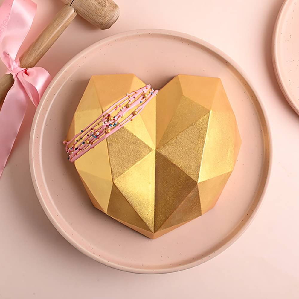Top View Romantic Heart Shaped Pinata Cake