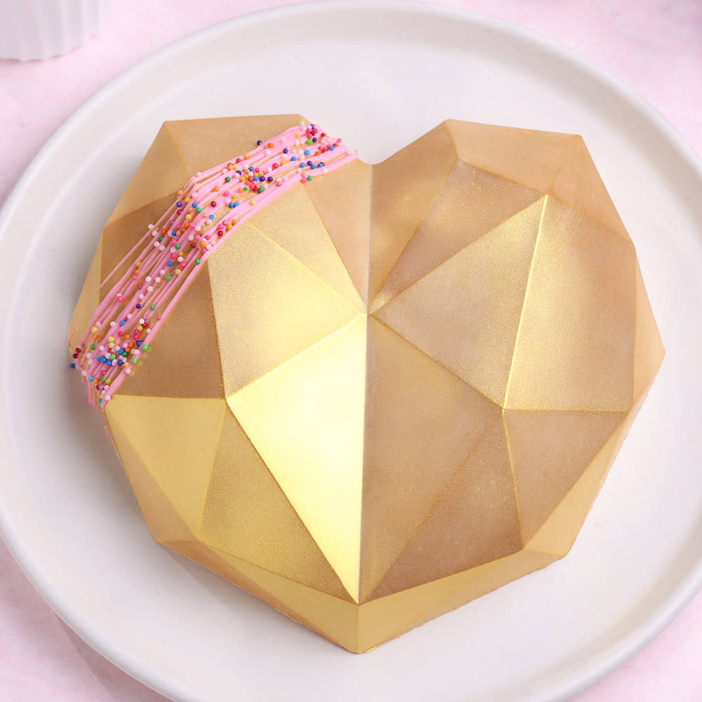 Top View Romantic Heart Shaped Pinata Cake