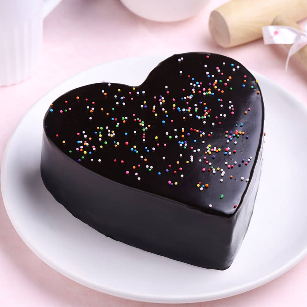 Front View Romantic Heart Shaped Pinata Cake