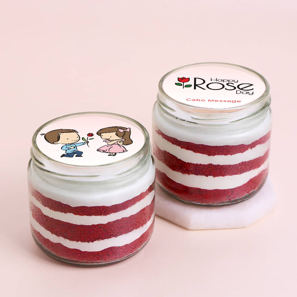 Rose Day Red Velvet Jar Cakes