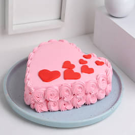 Heart Shaped Strawberry Cake
