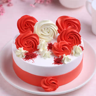 Rosy Red Velvet Bloom Cake