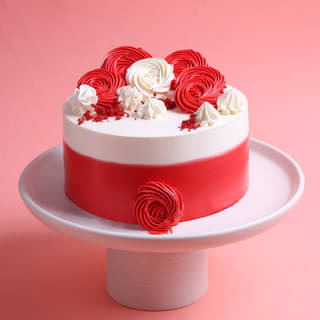 Side View of Scarlet Rose Delight Cake