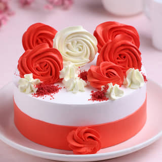 Side View of Scarlet Rose Delight Cake