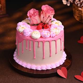 Rosy Delight Cream Valentine Cake