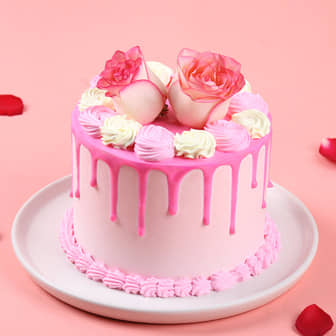 Rosy Delight Cream Valentine Cake