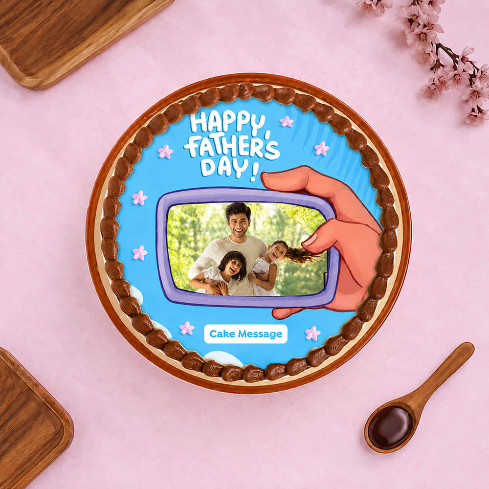 Fathers Day Photo Frame Cake Top View of Fathers Day Photo Frame Cake
