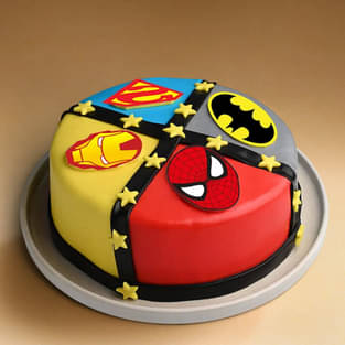 Side View of Spiderman Superheroes Cake