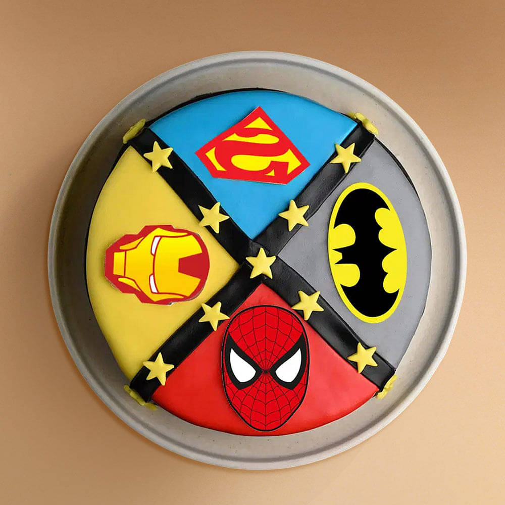 Top View of Spiderman Superheroes Cake