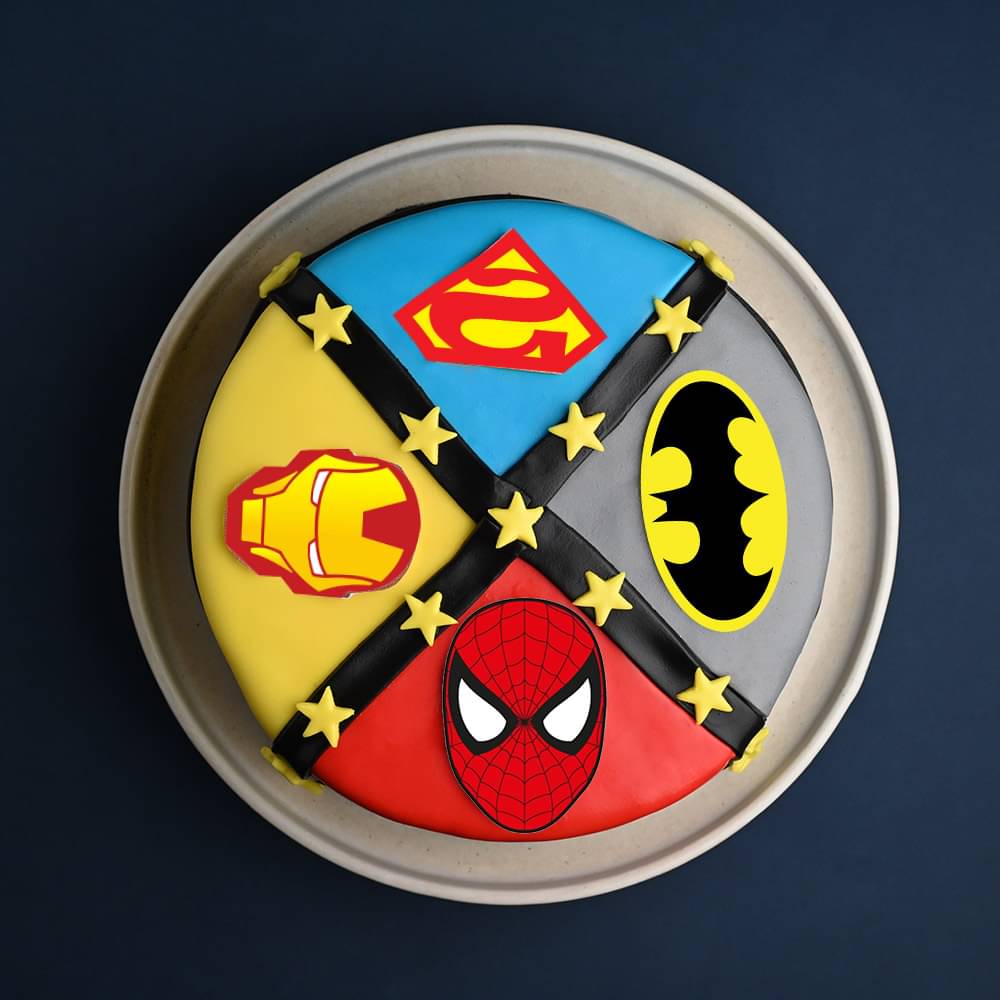 Top View of Spiderman Superheroes Cake
