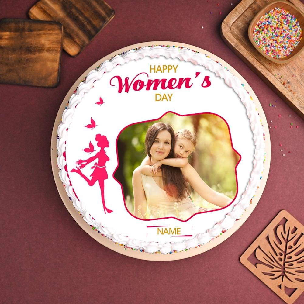 Round Shaped Womens Day Photo Cake
