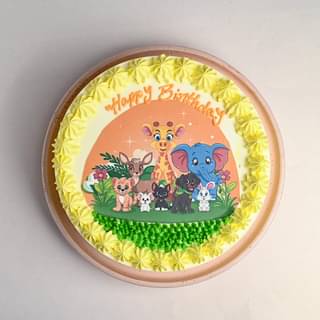 Top View of Safari Adventure Birthday Cake