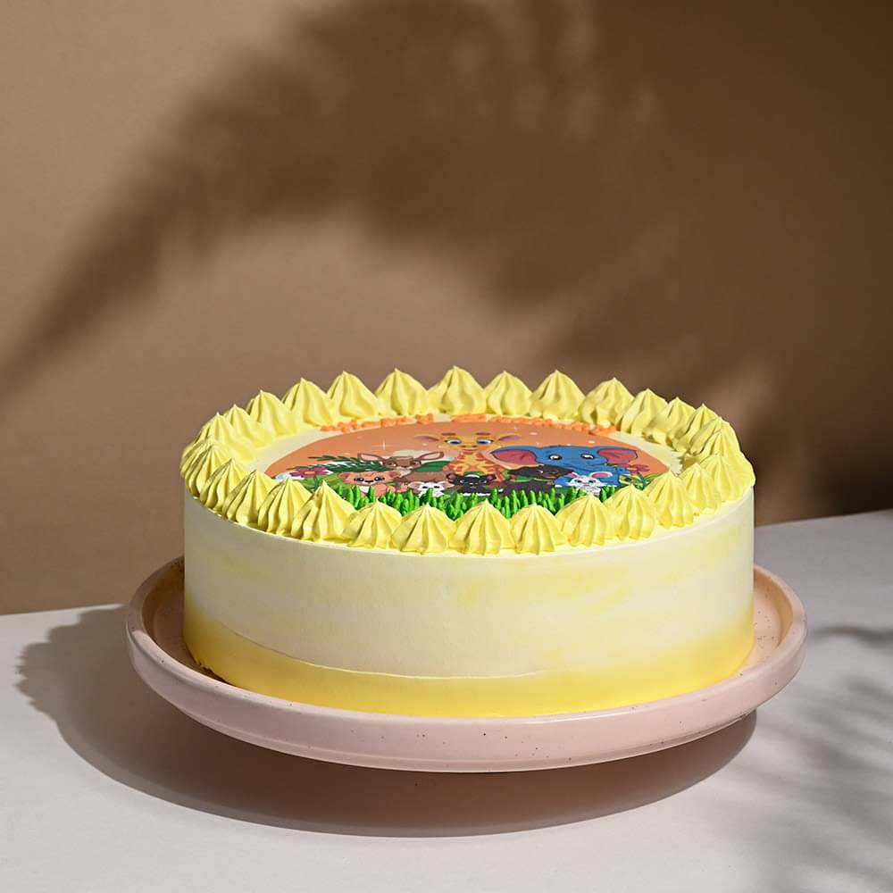 Side View of Safari Adventure Birthday Cake