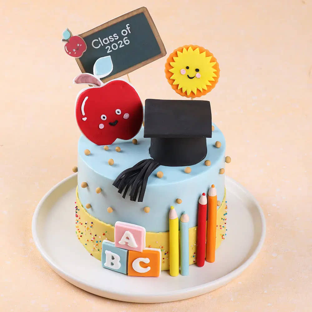 Top View of School Time Celebration Cake Top View of School Time Celebration Cake