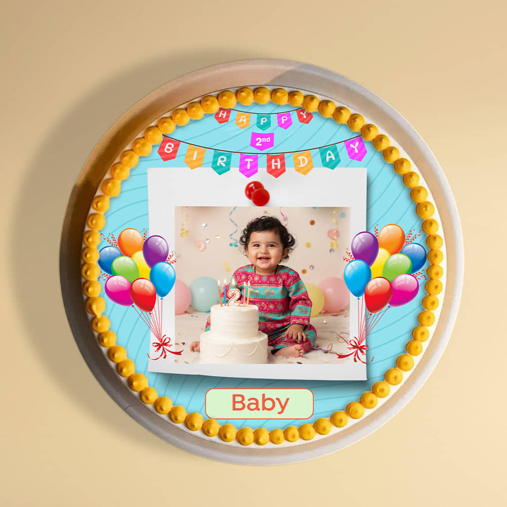 Second Birthday Photo Cake