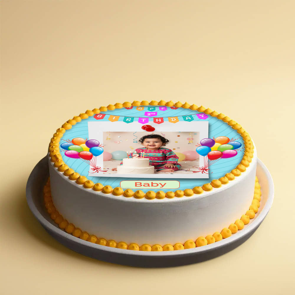 Second Birthday Photo Cake