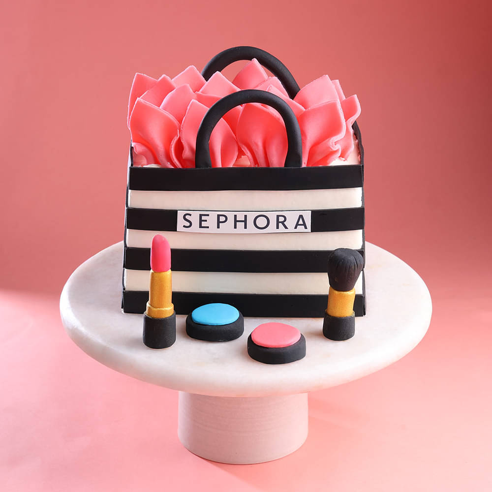 Side View of Sephora Theme Makeup Cake