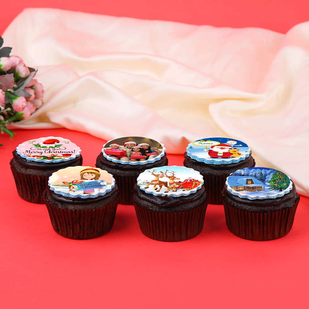 Set Of 6 Christmas Cup Cakes
