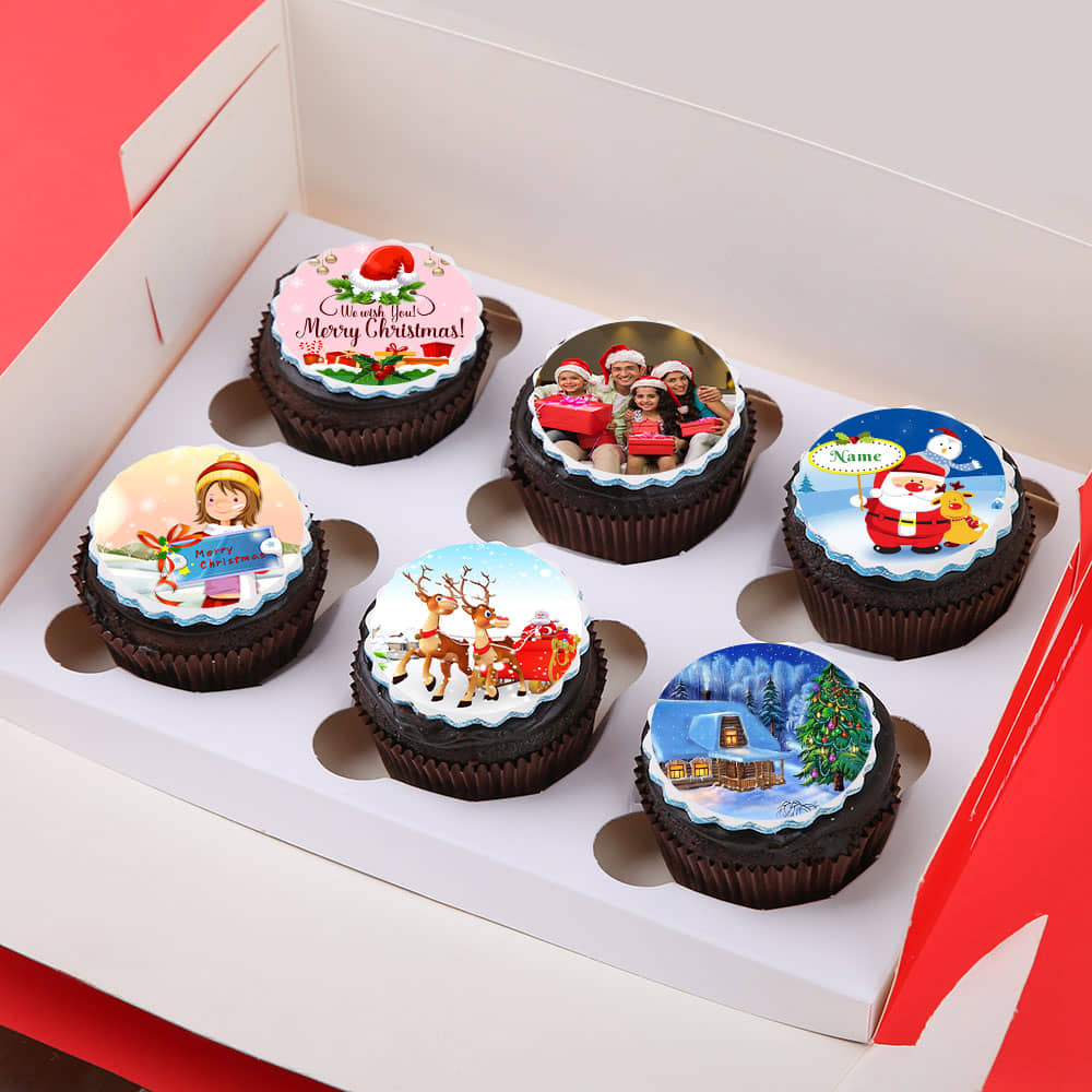 Set Of 6 Christmas Cup Cakes