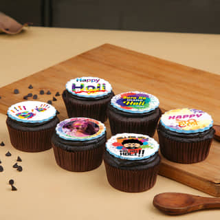 Six Personalised Holi Cupcakes