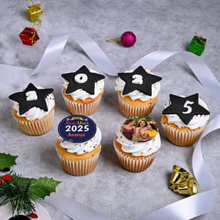 Set Of 6 New Year Cupcakes