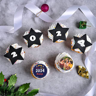 Set Of 6 New Year Cupcakes