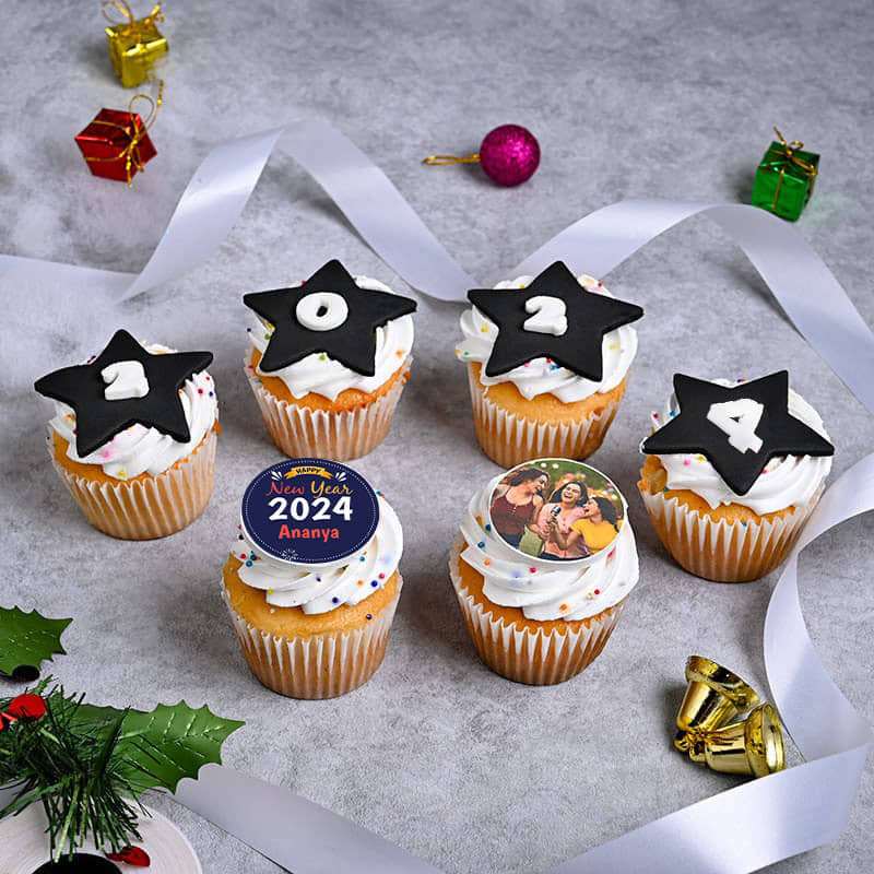 Set Of 6 New Year Cupcakes