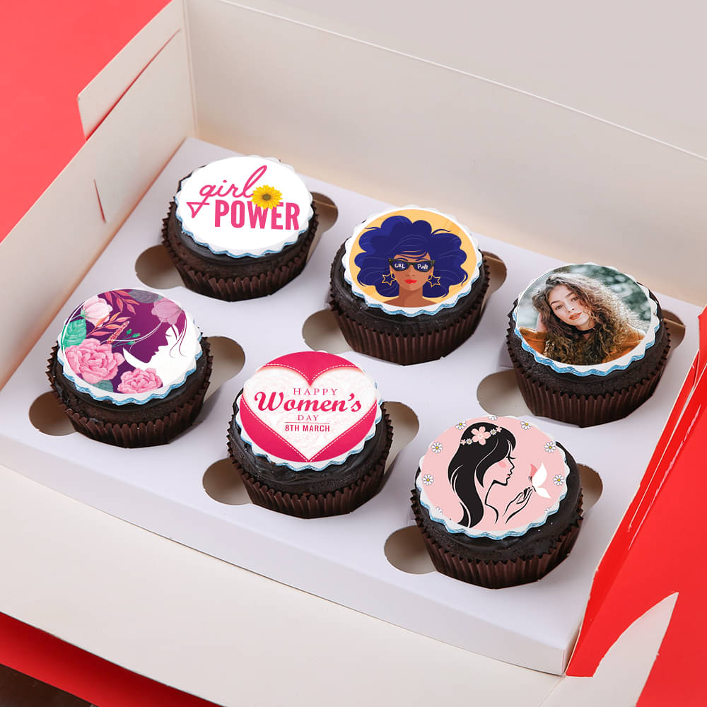 Set Of 6 Womens Day Cup Cakes Set Of 6 Womens Day Cup Cakes