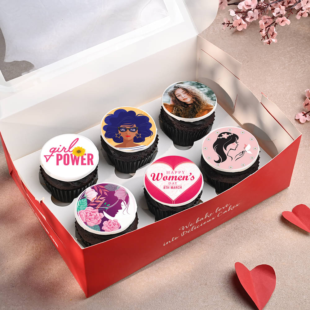 Set Of 6 Womens Day Cup Cakes