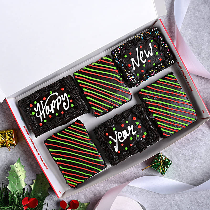 Set of Six New Year Chocolate Brownies