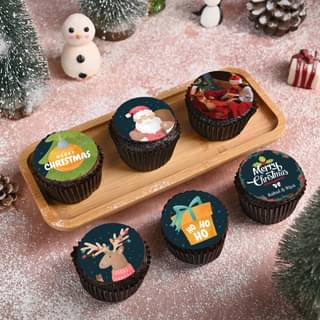 Set Of Six Christmas Cupcakes