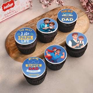 Set Of Six Superdad Cupcakes