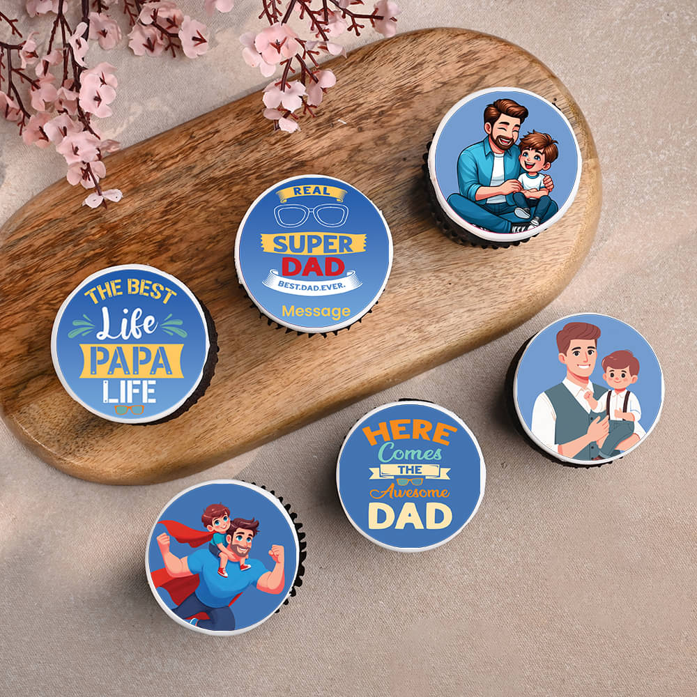 Set Of Six Superdad Cupcakes