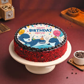 Shark Theme Birthday Cake