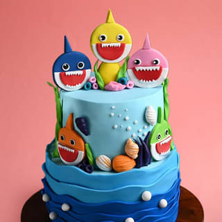 Zoomed-in View of Sharktastic Birthday Cake