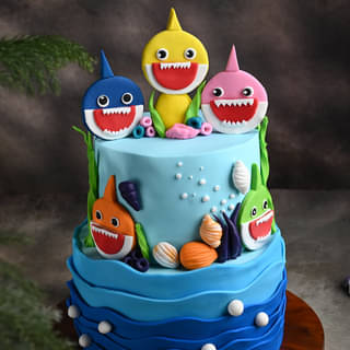 Zoomed View of Sharktastic Birthday Cake